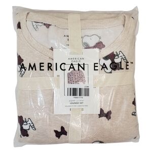 AMERICAN EAGLE Pajama Set Women XXL Snoopy Luxe Plush Long-Sleeve & Pant NWT